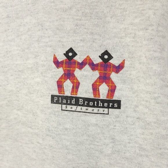 Plaid Brothers Software Sweatshirt Vintage 90s Finance Tech Portfolio Manager - Picture 2 of 5